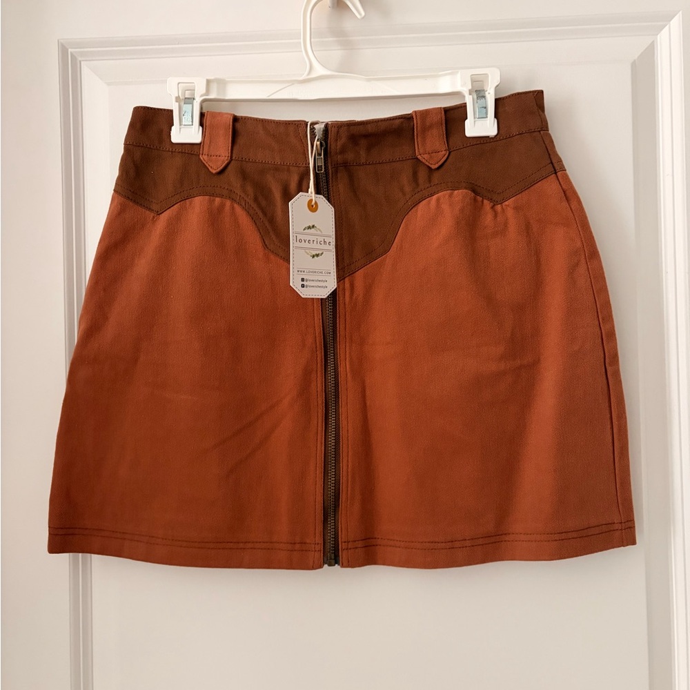 Two Toned Brown Mini Skirt